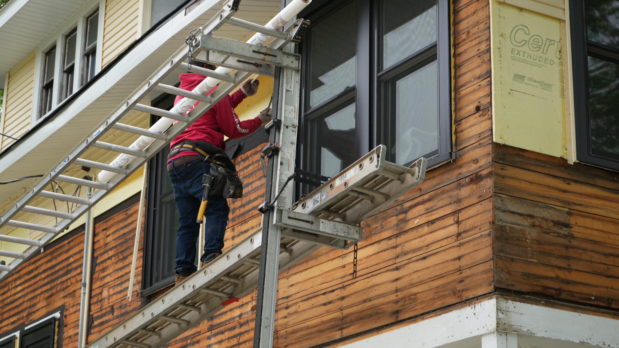 Photo of an in progress siding installation at a Scandia, MN home.